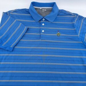 Adidas Golf Polo Shirt Men's Large Blue Striped ClimaCool Short Sleeve Merion CC